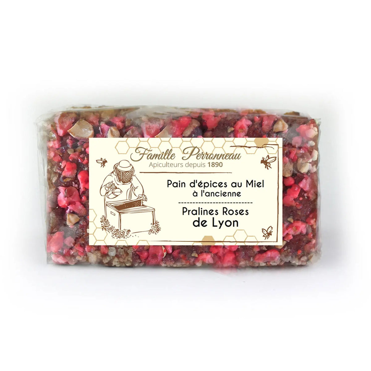 Old-fashioned gingerbread slab with pink pralines – la miellerie